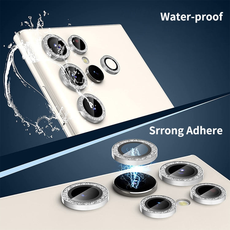 For Samsung Galaxy S23 Ultra 5G ENKAY 9H Rear Camera Lens Glitter Aluminium Alloy Ring Tempered Glass Film(Silver) - free shipping - PMC TechLife - Order now!