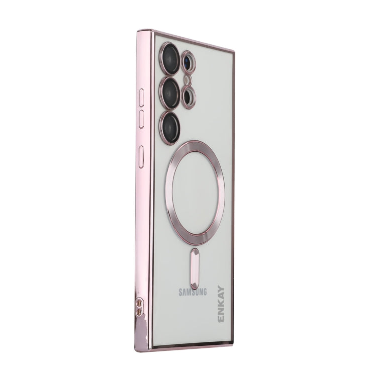 For Samsung Galaxy S22 Ultra 5G ENKAY Electroplated MagSafe Shockproof TPU Phone Case with Lens Film(Pink) - Galaxy S22 Ultra 5G Cases by ENKAY | Online Shopping South Africa | PMC Jewellery