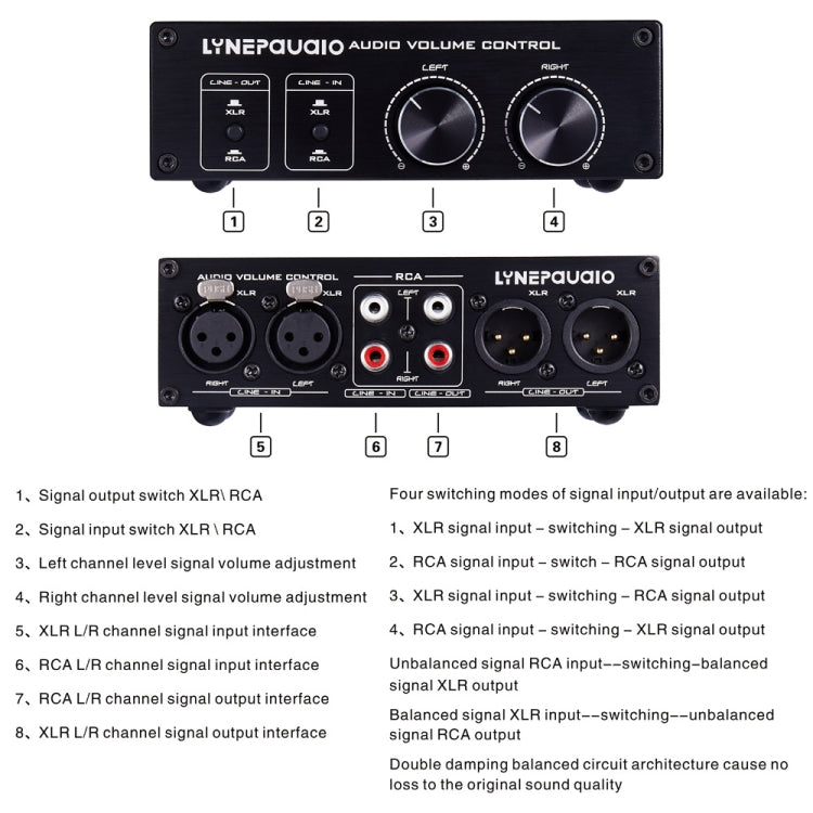2 In and 2 Out Switcher Volume Controller, RCA signal switches to XLR balanced signal and no need for power supply. It provides RCA and XLR interfaces, independent L/R channel volume adjustment, which is suitable for devices with volume adjustment need -  by PMC TechLife | Online Shopping South Africa | PMC TechLife