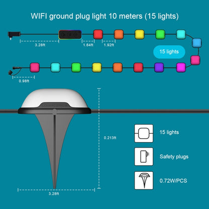 CP01 Outdoor WIFI Smart APP Control Garden Lamp Music Sync Outdoor Ground Lights(US Plug) - Buried Lights by PMC Jewellery | Online Shopping South Africa | PMC Jewellery