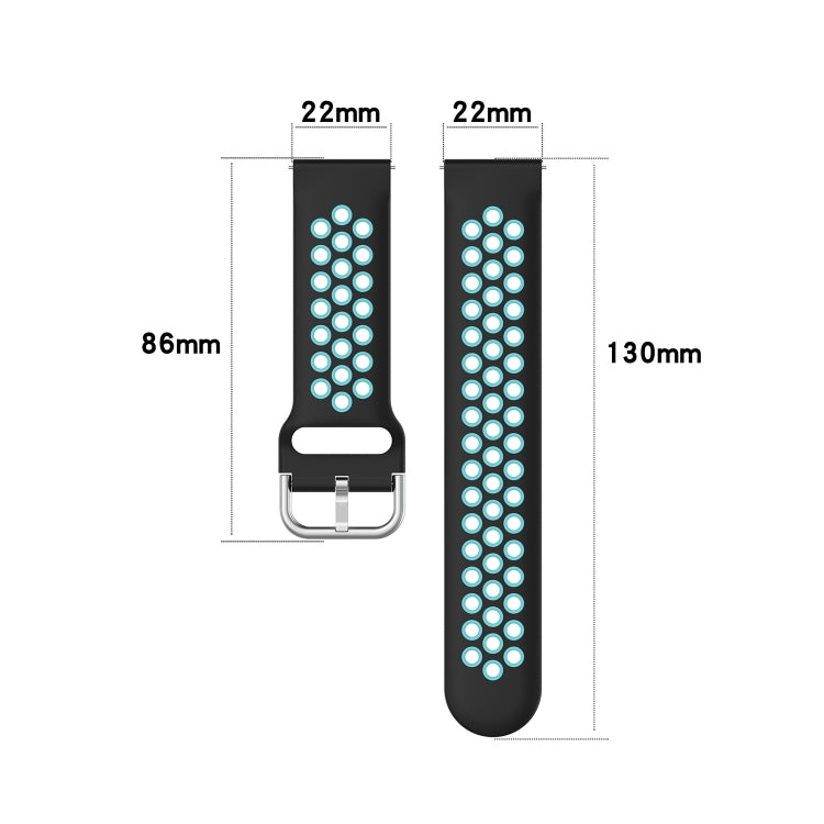 For Xiaomi Watch S2 46mm 22mm Perforated Breathable Sports Silicone Watch Band(Purple+Lime) - Smart Wear by PMC Jewellery | Online Shopping South Africa | PMC Jewellery