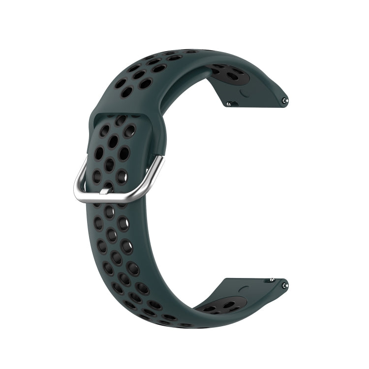 For Xiaomi Watch S1 Active 22mm Perforated Breathable Sports Silicone Watch Band(Olive Green+Black) - Smart Wear by PMC TechLife | Online Shopping South Africa | PMC TechLife