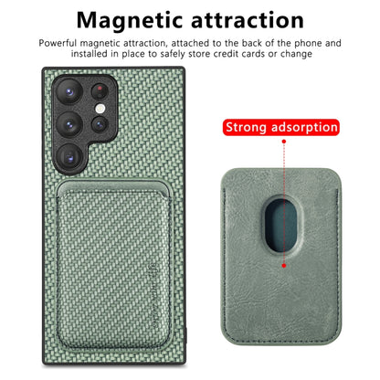 For Samsung Galaxy S22 Ultra 5G Carbon Fiber Leather Card Magsafe Magnetic Phone Case(Green) - Galaxy S22 Ultra 5G Cases by PMC Jewellery | Online Shopping South Africa | PMC Jewellery