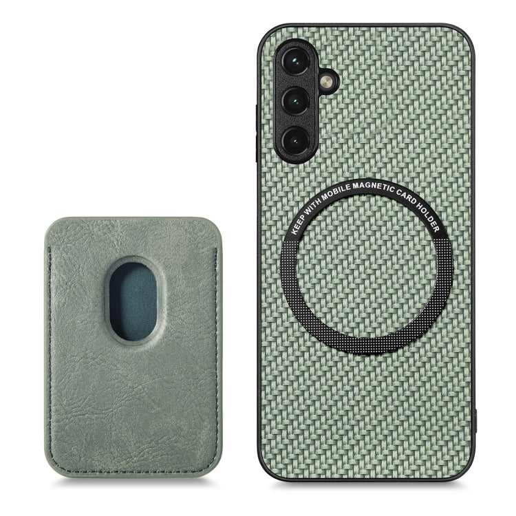 For Samsung Galaxy A14 5G Carbon Fiber Leather Card Magsafe Magnetic Phone Case(Green) - free shipping - PMC TechLife - Order now!