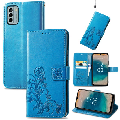 For Nokia G22  Four-leaf Clasp Embossed Buckle Leather Phone Case(Blue) - Nokia Cases by PMC Jewellery | Online Shopping South Africa | PMC Jewellery