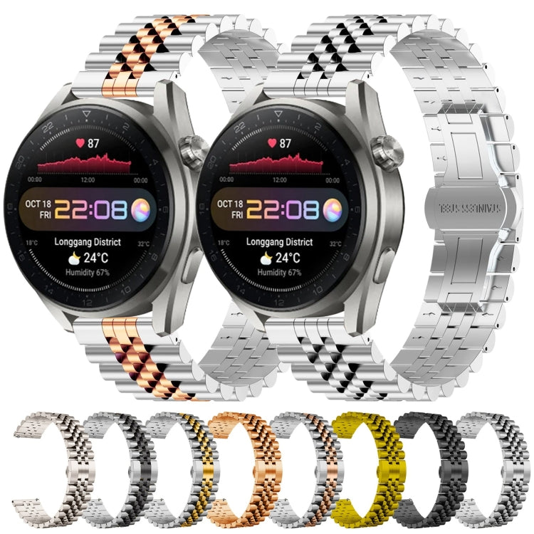 For Huawei Watch3 Pro New Five Bull Half Round Stainless Steel Watch Band + Strap Removal Tool(Starlight Color) - Smart Wear by PMC TechLife | Online Shopping South Africa | PMC TechLife