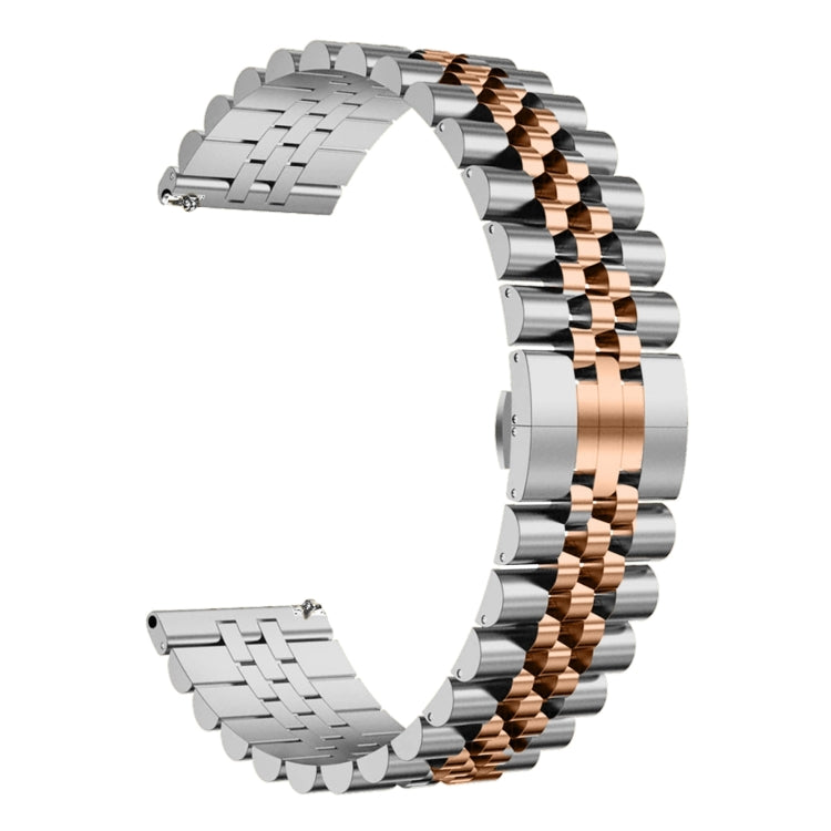 For Huawei Watch GT Runner Five Bull Half Round Stainless Steel Watch Band + Strap Removal Tool(Silver+Rose Gold) - Smart Wear by PMC TechLife | Online Shopping South Africa | PMC TechLife
