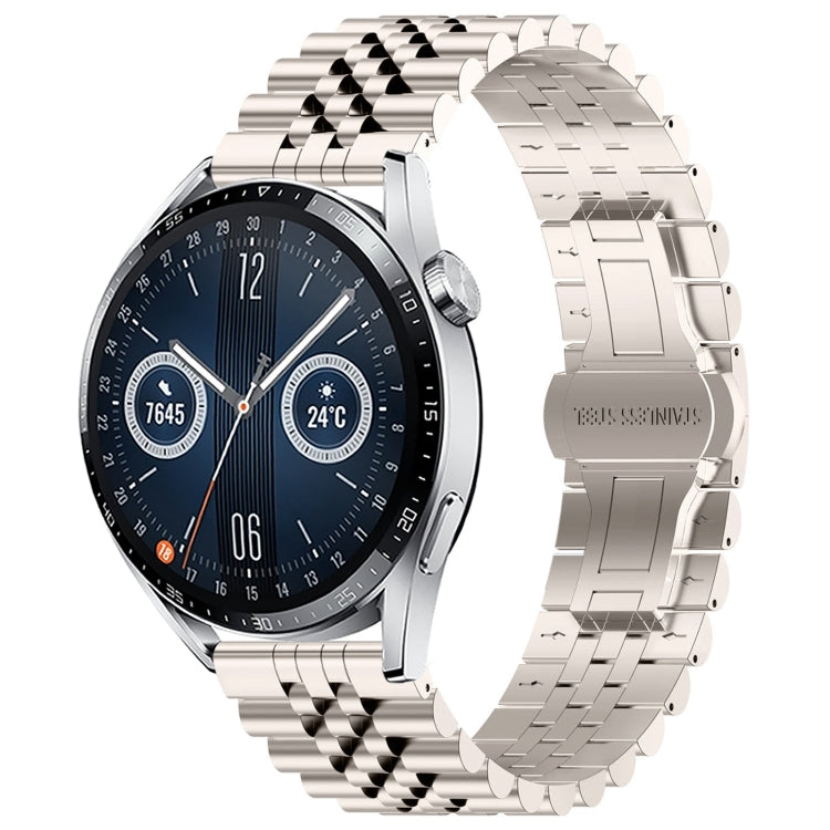 For Huawei Watch GT3 46mm Five Bull Half Round Stainless Steel Watch Band + Strap Removal Tool(Starlight Color) -  by PMC TechLife | Online Shopping South Africa | PMC TechLife