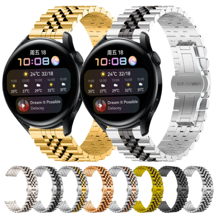 For Huawei Watch 3 / 3 Pro Five Bull Half Round Stainless Steel Watch Band + Strap Removal Tool(Silver+Rose Gold) -  by PMC TechLife | Online Shopping South Africa | PMC TechLife