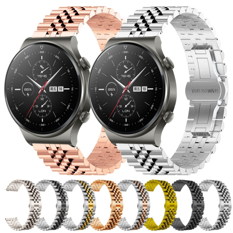 For Huawei Watch GT2 Pro / GT 2e Five Bull Half Round Stainless Steel Watch Band + Strap Removal Tool(Silver+Black) - Smart Wear by PMC TechLife | Online Shopping South Africa | PMC TechLife