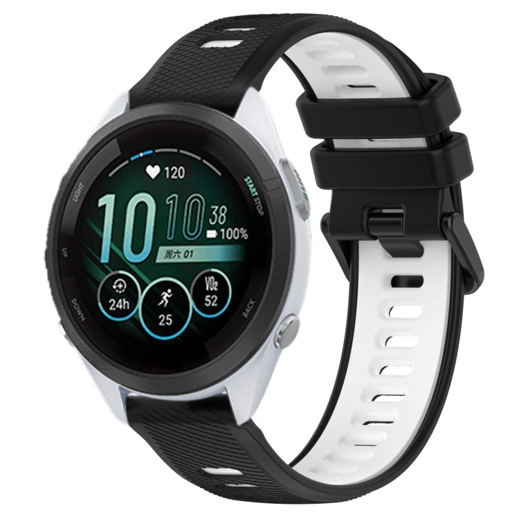 For Garmin Forerunner 265S 18mm Sports Two-Color Silicone Watch Band(Black+White) - Smart Wear by PMC TechLife | Online Shopping South Africa | PMC TechLife
