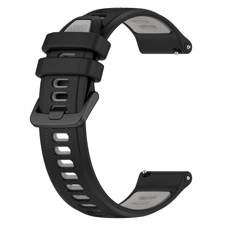 For Garmin Forerunner 265S 18mm Sports Two-Color Silicone Watch Band(Black+Grey) - Smart Wear by PMC Jewellery | Online Shopping South Africa | PMC Jewellery