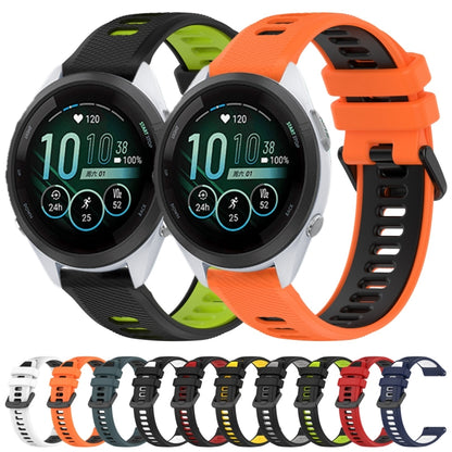 For Garmin Forerunner 255S 18mm Sports Two-Color Silicone Watch Band(Black+Green) - Smart Wear by PMC Jewellery | Online Shopping South Africa | PMC Jewellery