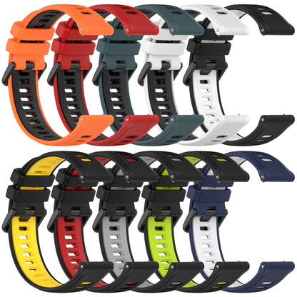 For Garmin Vivoactive 4S 18mm Sports Two-Color Silicone Watch Band(Black+White) - Smart Wear by PMC Jewellery | Online Shopping South Africa | PMC Jewellery