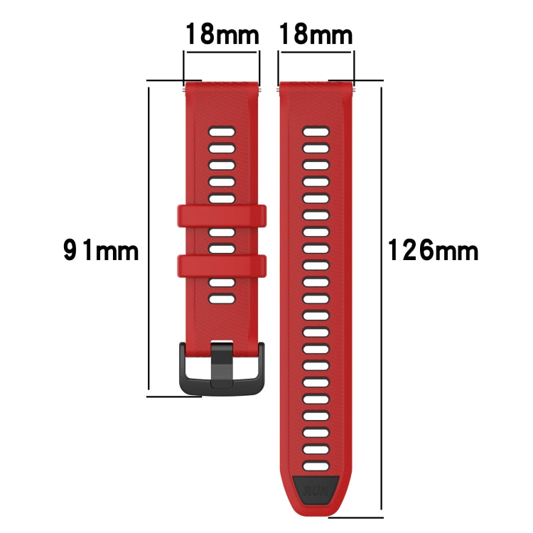 For Garmin Active S 18mm Sports Two-Color Silicone Watch Band(White+Black) - Smart Wear by PMC TechLife | Online Shopping South Africa | PMC TechLife