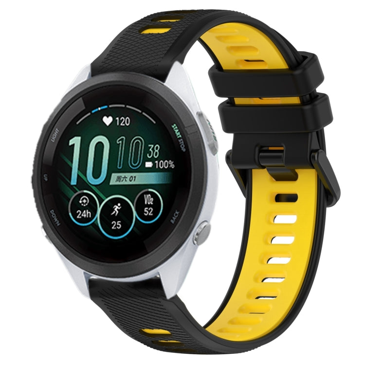 For Garmin Forerunner 265S Music 18mm Sports Two-Color Silicone Watch Band(Black+Yellow) - Smart Wear by PMC Jewellery | Online Shopping South Africa | PMC Jewellery