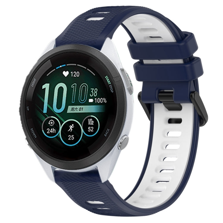For Garmin Forerunner 265S Music 18mm Sports Two-Color Silicone Watch Band(Midnight Blue+White) - Smart Wear by PMC TechLife | Online Shopping South Africa | PMC TechLife
