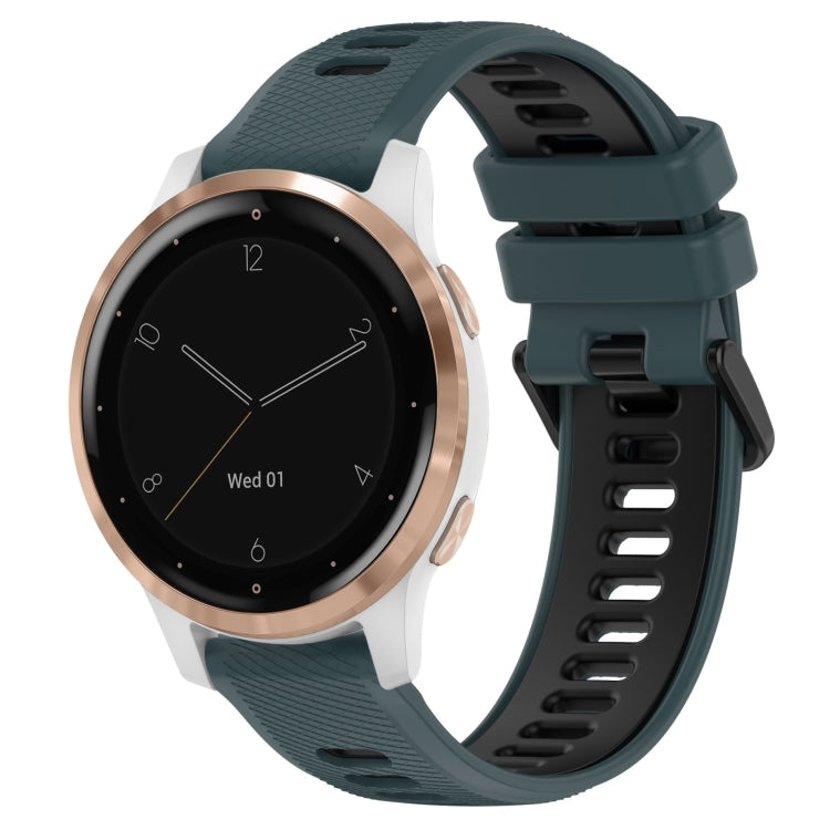 For Garmin Active S 18mm Sports Two-Color Silicone Watch Band(Olive Green+Black) - Smart Wear by PMC TechLife | Online Shopping South Africa | PMC TechLife