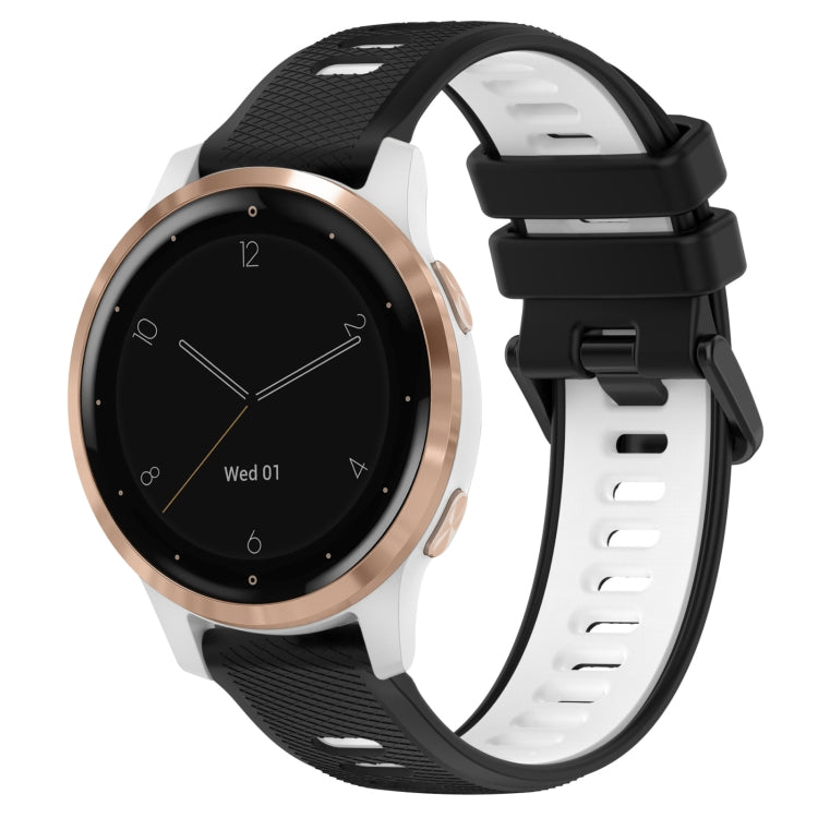 For Garmin Active S 18mm Sports Two-Color Silicone Watch Band(Black+White) - Smart Wear by PMC TechLife | Online Shopping South Africa | PMC TechLife