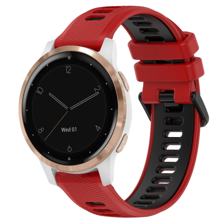 For Garmin Active S 18mm Sports Two-Color Silicone Watch Band(Red+Black) - Smart Wear by PMC TechLife | Online Shopping South Africa | PMC TechLife
