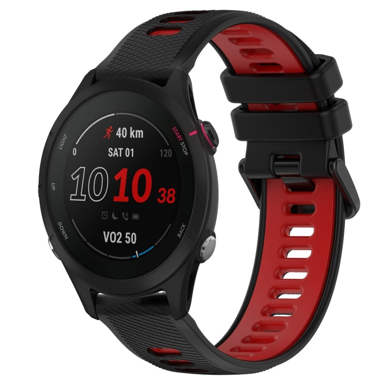 For Garmin Forerunner 255S Music 18mm Sports Two-Color Silicone Watch Band(Black+Red) - Smart Wear by PMC Jewellery | Online Shopping South Africa | PMC Jewellery