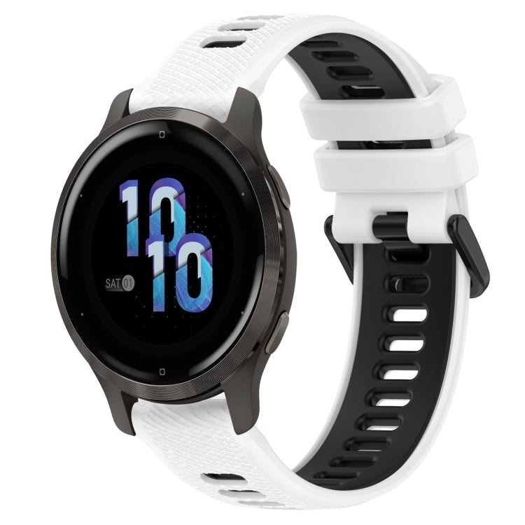 For Garmin Venu 2S 18mm Sports Two-Color Silicone Watch Band(White+Black) - Smart Wear by PMC TechLife | Online Shopping South Africa | PMC TechLife
