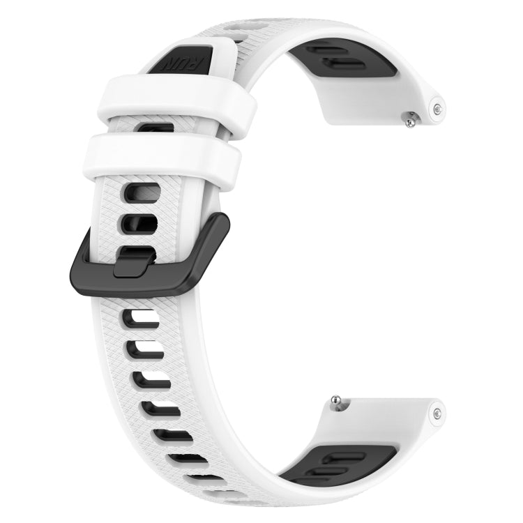 For Garmin Vivoactive 4S 18mm Sports Two-Color Silicone Watch Band(White+Black) - Smart Wear by PMC Jewellery | Online Shopping South Africa | PMC Jewellery