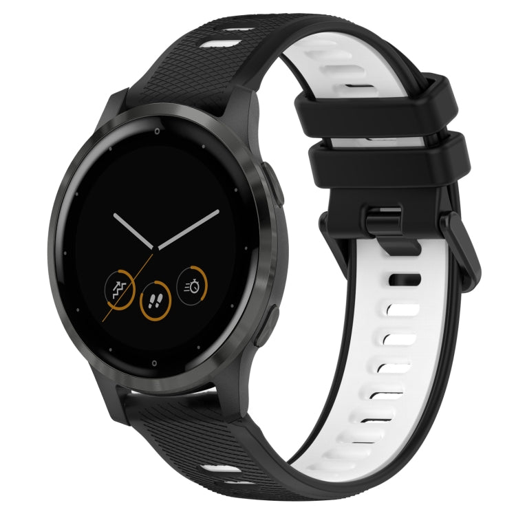 For Garmin Vivoactive 4S 18mm Sports Two-Color Silicone Watch Band(Black+White) - Smart Wear by PMC TechLife | Online Shopping South Africa | PMC TechLife