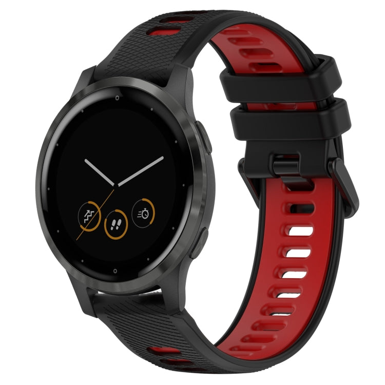 For Garmin Vivoactive 4S 18mm Sports Two-Color Silicone Watch Band(Black+Red) -  by PMC Jewellery | Online Shopping South Africa | PMC Jewellery