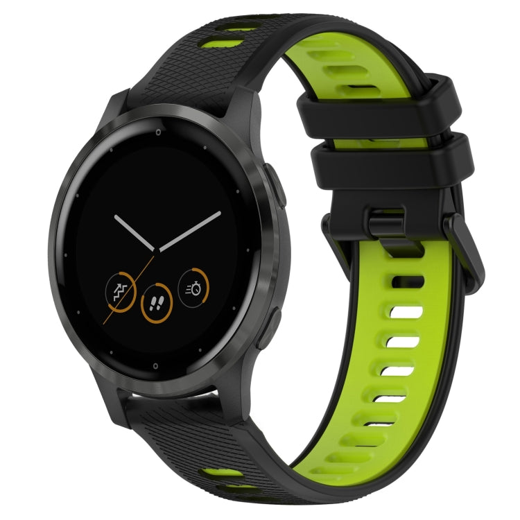 For Garmin Vivoactive 4S 18mm Sports Two-Color Silicone Watch Band(Black+Green) - Smart Wear by PMC TechLife | Online Shopping South Africa | PMC TechLife
