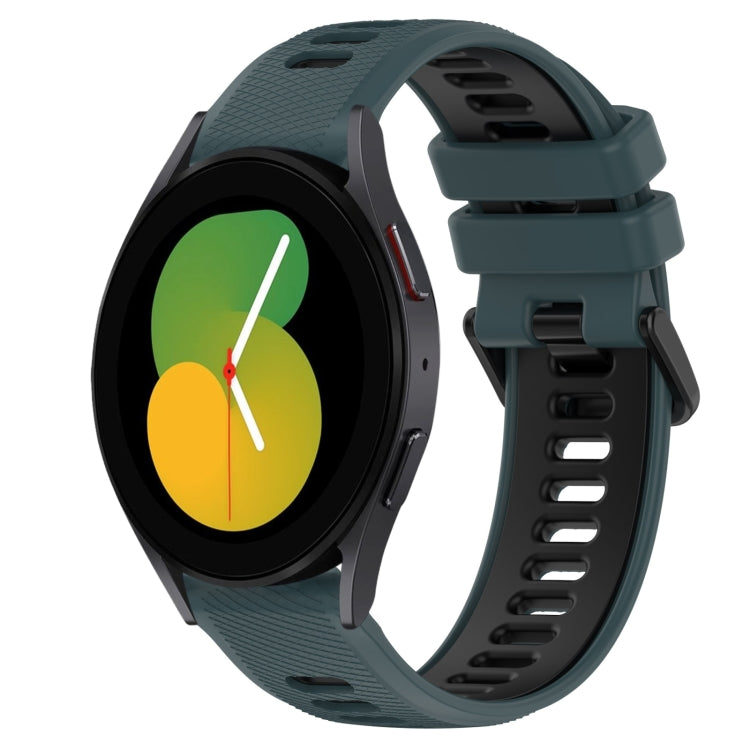 For Samsung Galaxy Watch5 44mm 20mm Sports Two-Color Silicone Watch Band(Olive Green+Black) - Smart Wear by PMC TechLife | Online Shopping South Africa | PMC TechLife