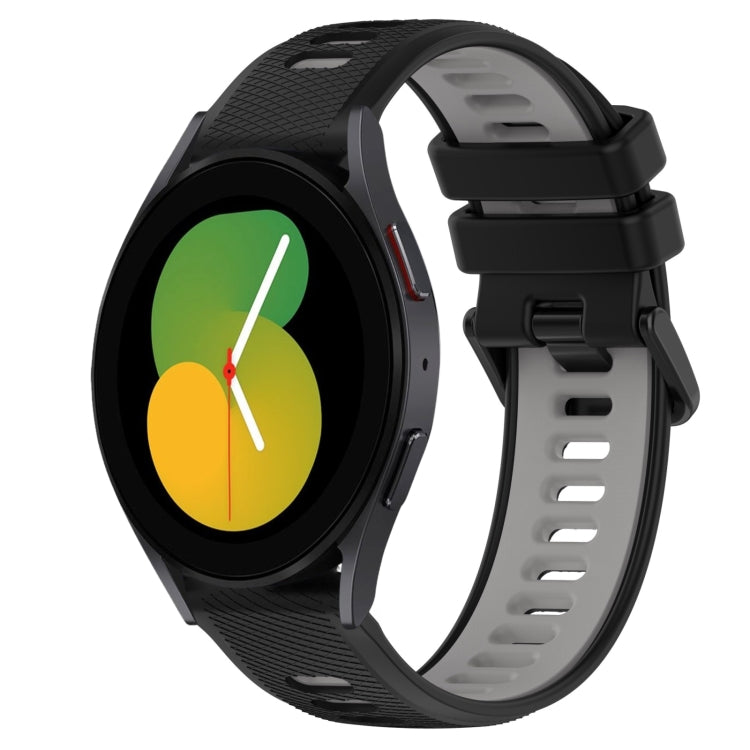 For Samsung Galaxy Watch5 44mm 20mm Sports Two-Color Silicone Watch Band(Black+Grey) - Smart Wear by PMC TechLife | Online Shopping South Africa | PMC TechLife