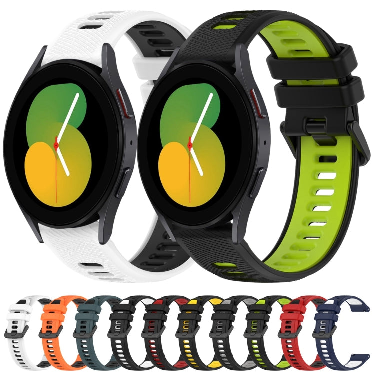 For Samsung Galaxy Watch5 44mm 20mm Sports Two-Color Silicone Watch Band(Black+White) - Smart Wear by PMC TechLife | Online Shopping South Africa | PMC TechLife