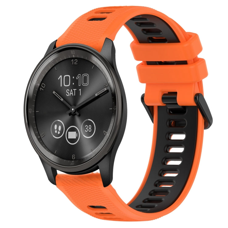For Garmin Vivomove Trend 20mm Sports Two-Color Silicone Watch Band(Orange+Black) - Smart Wear by PMC TechLife | Online Shopping South Africa | PMC TechLife