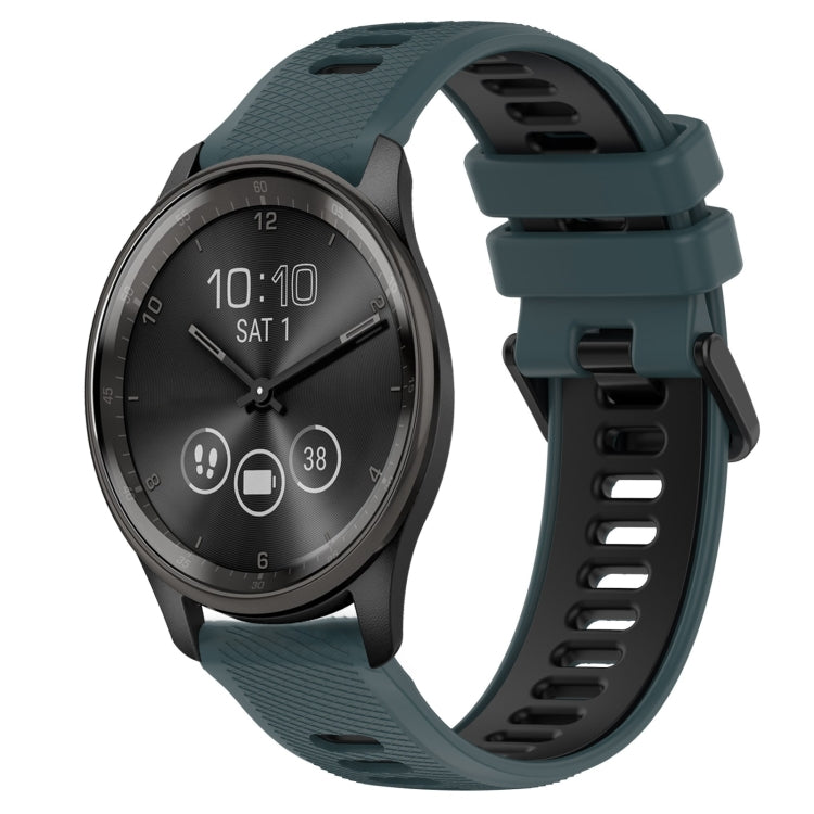 For Garmin Vivomove Trend 20mm Sports Two-Color Silicone Watch Band(Olive Green+Black) - Smart Wear by PMC TechLife | Online Shopping South Africa | PMC TechLife