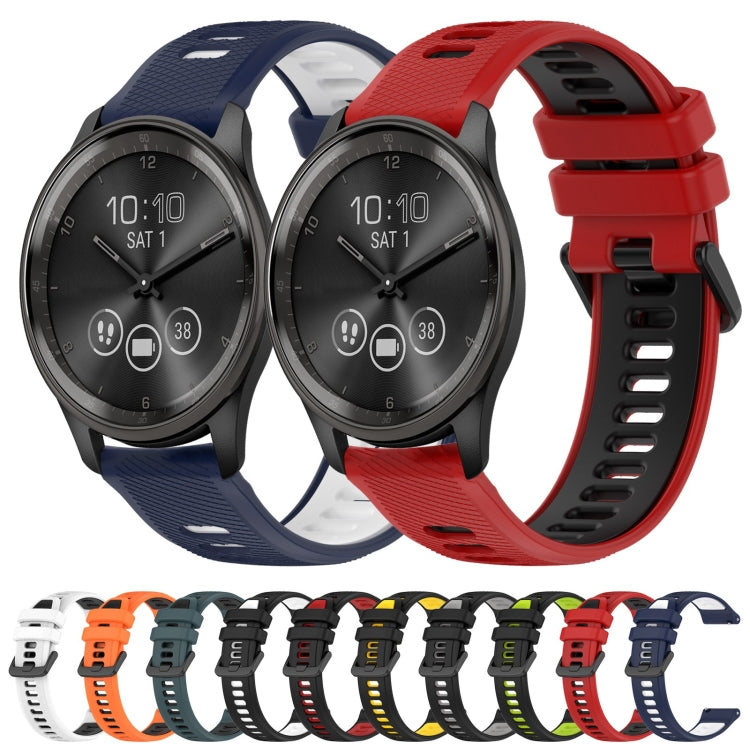 For Garmin Forerunner 55 20mm Sports Two-Color Silicone Watch Band(White+Black) - Smart Wear by PMC TechLife | Online Shopping South Africa | PMC TechLife