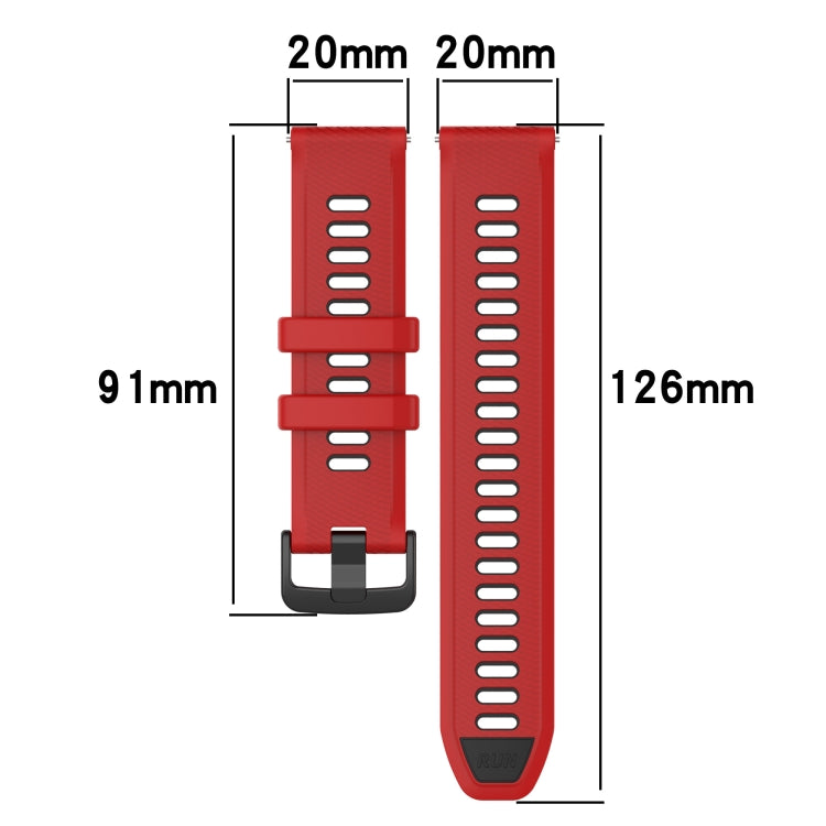 For Garmin VivoMove Luxe 20mm Sports Two-Color Silicone Watch Band(Black+Red) - Smart Wear by PMC Jewellery | Online Shopping South Africa | PMC Jewellery