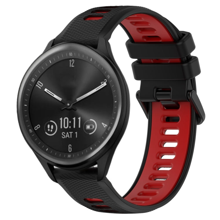 For Garmin Vivomove Sport 20mm Sports Two-Color Silicone Watch Band(Black+Red) - Smart Wear by PMC TechLife | Online Shopping South Africa | PMC TechLife
