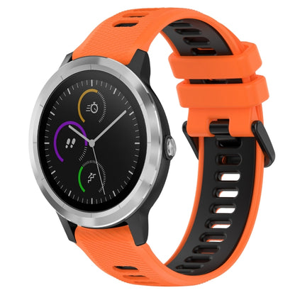 For Garmin Vivoactive3 20mm Sports Two-Color Silicone Watch Band(Orange+Black) - Smart Wear by PMC Jewellery | Online Shopping South Africa | PMC Jewellery