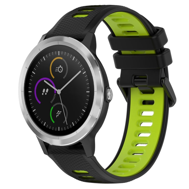 For Garmin Vivoactive3 20mm Sports Two-Color Silicone Watch Band(Black+Green) - Smart Wear by PMC TechLife | Online Shopping South Africa | PMC TechLife