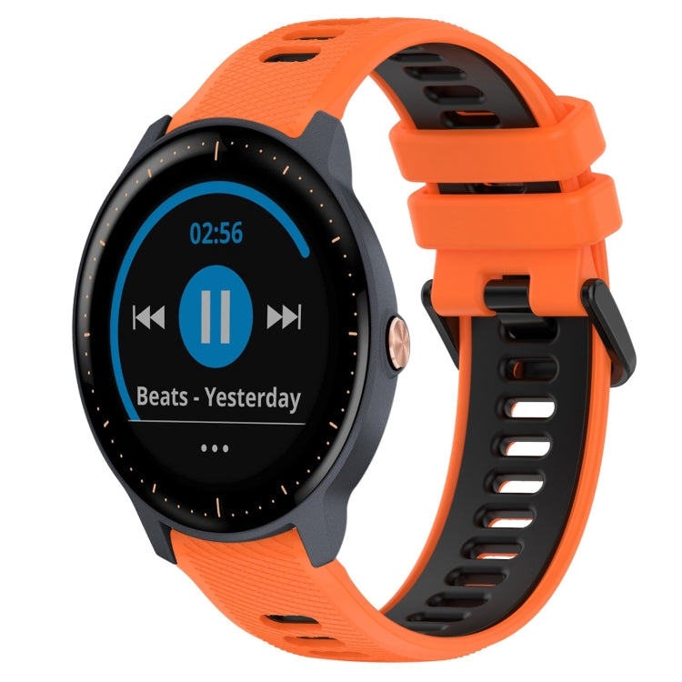 For Garmin Vivoactive3 Music 20mm Sports Two-Color Silicone Watch Band(Orange+Black) - Smart Wear by PMC TechLife | Online Shopping South Africa | PMC TechLife