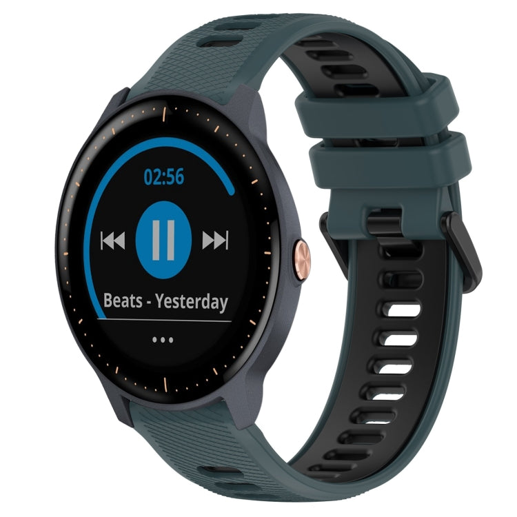 For Garmin Vivoactive3 Music 20mm Sports Two-Color Silicone Watch Band(Olive Green+Black) - Smart Wear by PMC TechLife | Online Shopping South Africa | PMC TechLife