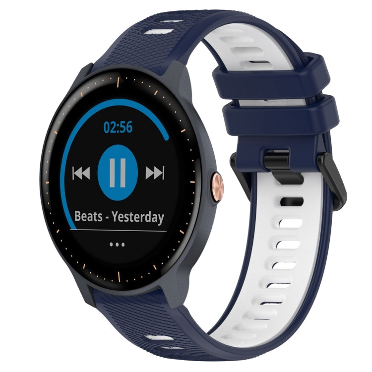 For Garmin Vivoactive3 Music 20mm Sports Two-Color Silicone Watch Band(Midnight Blue+White) -  by PMC Jewellery | Online Shopping South Africa | PMC Jewellery