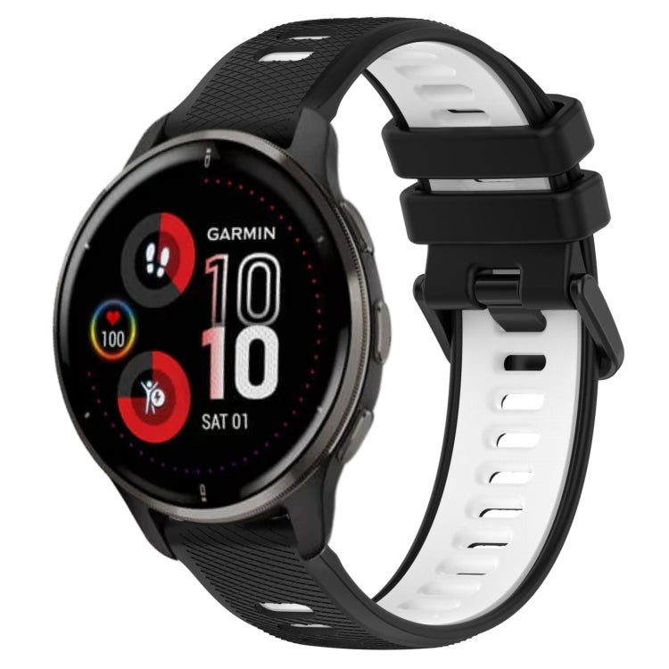 For Garmin Venu 2 Plus 20mm Sports Two-Color Silicone Watch Band(Black+White) - Smart Wear by PMC TechLife | Online Shopping South Africa | PMC TechLife