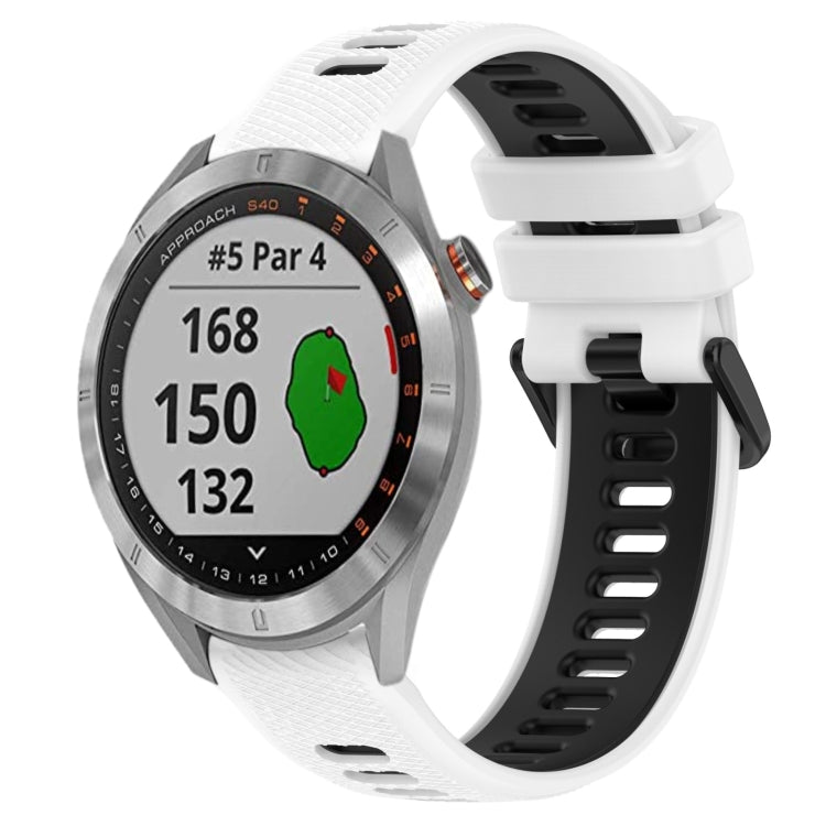 For Garmin Approach S40 20mm Sports Two-Color Silicone Watch Band(White+Black) -  by PMC Jewellery | Online Shopping South Africa | PMC Jewellery