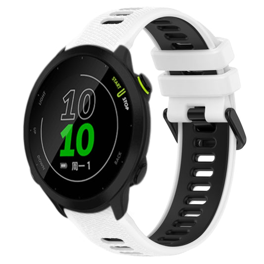 For Garmin Forerunner 158 20mm Sports Two-Color Silicone Watch Band(White+Black) - Smart Wear by PMC Jewellery | Online Shopping South Africa | PMC Jewellery