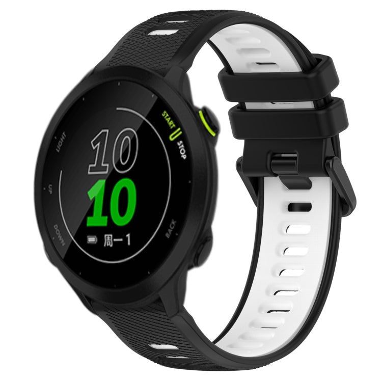For Garmin Forerunner 158 20mm Sports Two-Color Silicone Watch Band(Black+White) - Smart Wear by PMC TechLife | Online Shopping South Africa | PMC TechLife