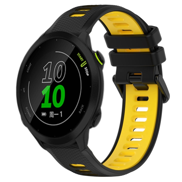 For Garmin Forerunner 158 20mm Sports Two-Color Silicone Watch Band(Black+Yellow) - Watch Bands by PMC Jewellery | Online Shopping South Africa | PMC Jewellery