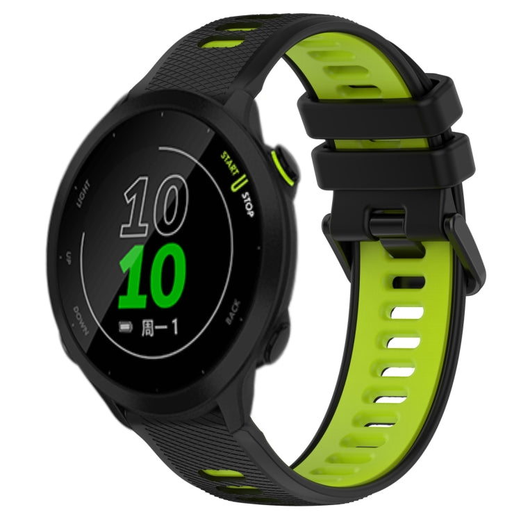 For Garmin Forerunner 158 20mm Sports Two-Color Silicone Watch Band(Black+Green) - Smart Wear by PMC TechLife | Online Shopping South Africa | PMC TechLife