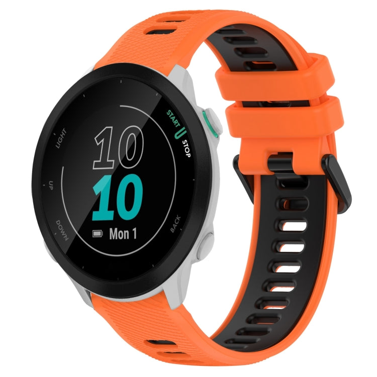 For Garmin Forerunner 55 20mm Sports Two-Color Silicone Watch Band(Orange+Black) -  by PMC Jewellery | Online Shopping South Africa | PMC Jewellery